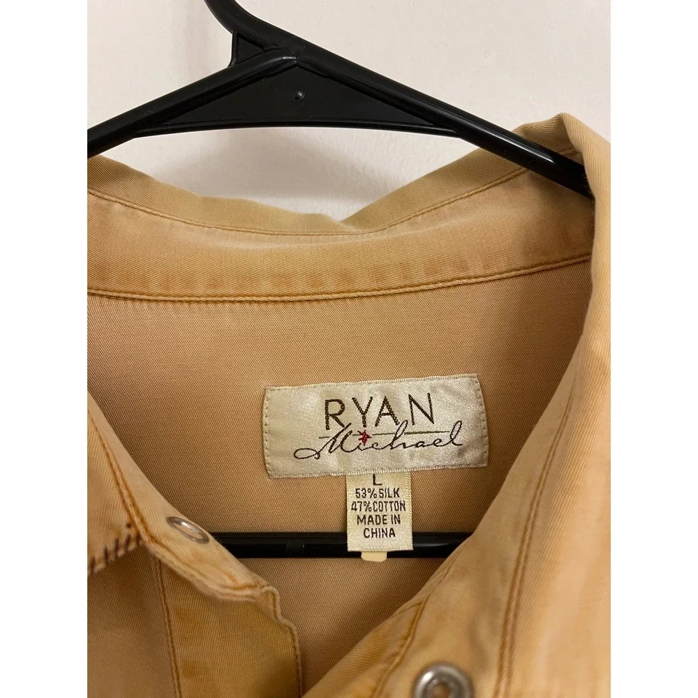 Vintage Ryan Michael Pearl Snap Silk Shirt Western Mens Cowboy Festival